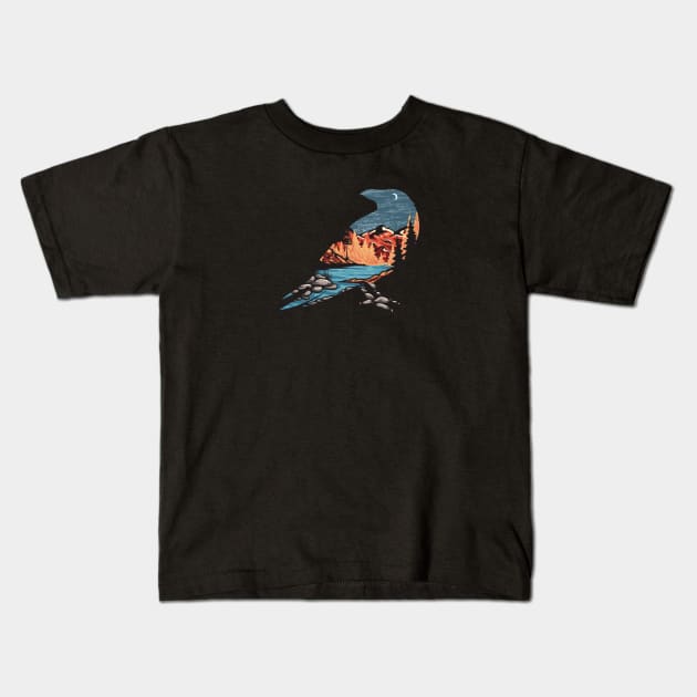 nature black crow Kids T-Shirt by dewantyovani
